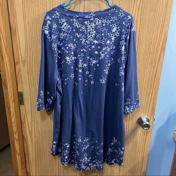 Simply Aster Purple Starstruck Tunic Top Women's Plus Size 1X Lace Neckline - Picture 2 of 10